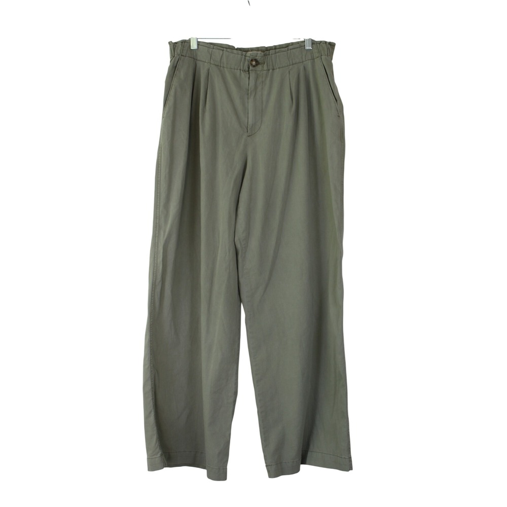 Loft Normcore Gorpcore Granola Girl Khaki Green Pleated Wide Leg Pants L